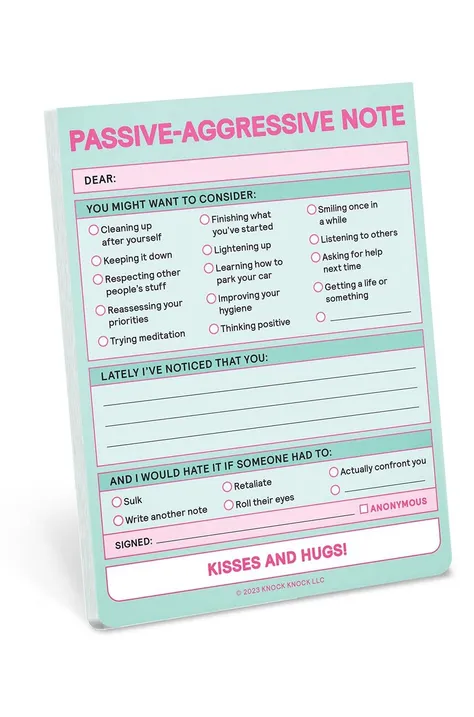 home & lifestyle caiet Passive Aggressive Nifty Note