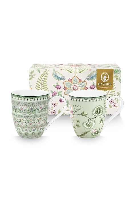 Pip Studio zestaw kubków Lily&Lotus 450 ml 2-pack kolor zielony