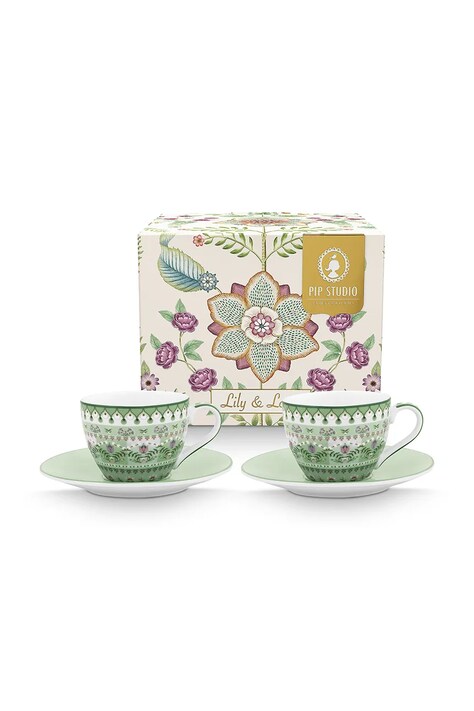 Pip Studio set de cești 120 ml 2-pack culoarea verde