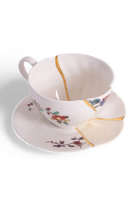 Seletti filiżanka ze spodkiem Kintsugi 160 ml kolor biały