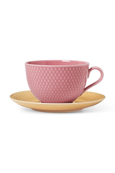 Lyngby filiżanka ze spodkiem Rhombe 390 ml kolor multicolor