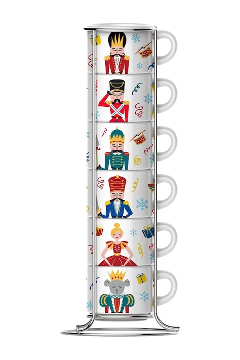 Bialetti espresso csésze készlet állvánnyal Nutcracker 80 ml 6 db fehér