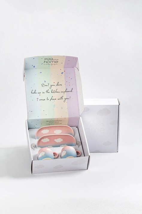 Komplet skodelic s podstavki Egg Back Home 2-pack