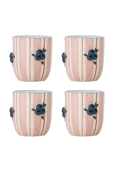 Bloomingville zestaw kubków Carry 235 ml 4-pack kolor różowy 82063199