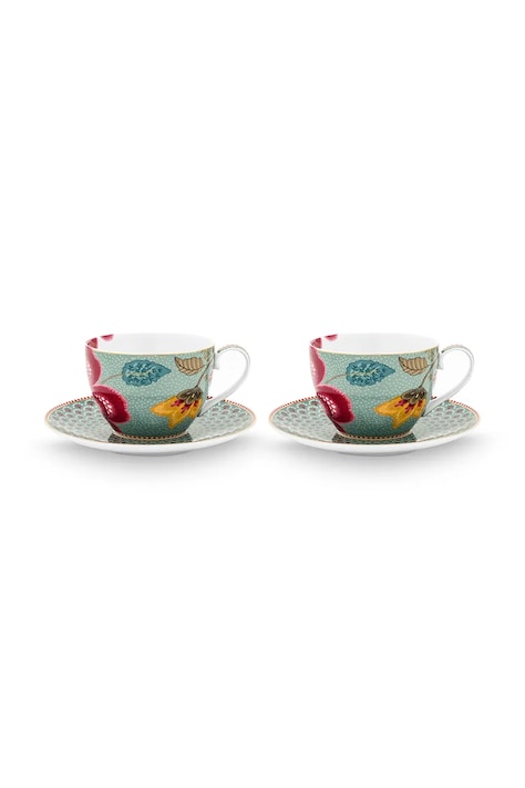 Pip Studio zestaw filiżanek ze spodkiem z porcelany szkliwionej 300 ml 51004223