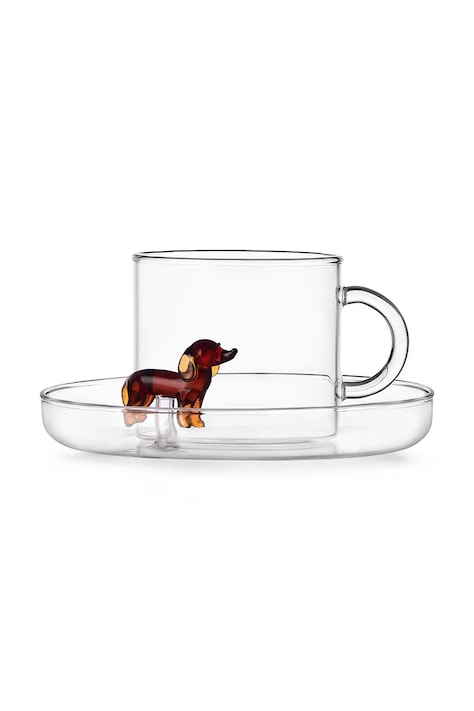 Ichendorf Milano Filiżanka ze spodkiem ze szkła borokrzemianowego Dogs 300 ml 9354301