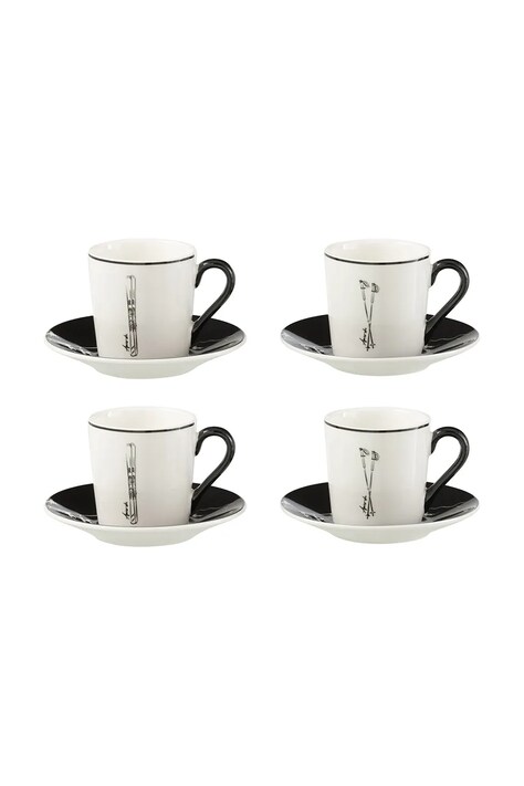 J-Line zestaw filiżanek ze spodkami z ceramiki 11,2 x 11,2 x 6 cm 49239