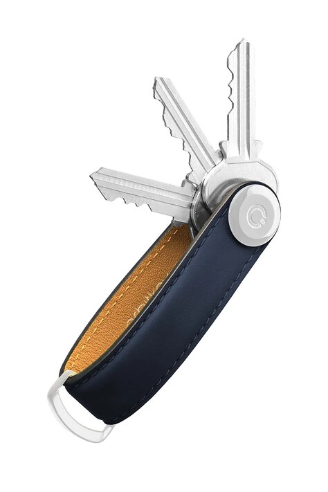 Orbitkey portachiavi in pelle Matte Leather 8,6 x 2,2 cm colore blu navy KML2.DUK.101