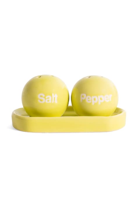 Сільничка і перечниця з підставкою Helio Ferretti Lime Ping Pong колір жовтий