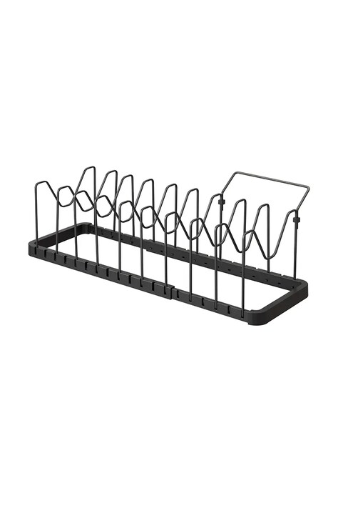 Yamazaki organizer na pokrywki i patelnie rozkładany Tower 45-82 x 20 x 17,5 cm kolor czarny