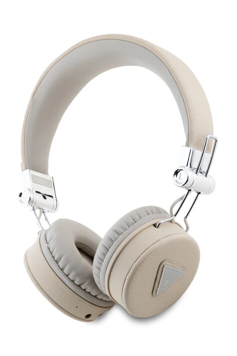 Guess căști wireless Grained Classic Round Shape culoarea bej