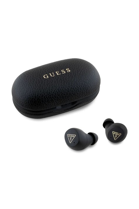 Bezdrátová sluchátka do uší Guess Grained Classic Logo černá barva