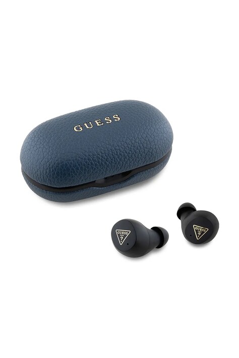 Bezdrátová sluchátka do uší Guess Grained Classic Logo modrá barva