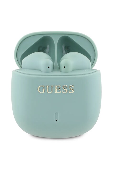 Guess căști wireless Printed Classic Logo culoarea verde