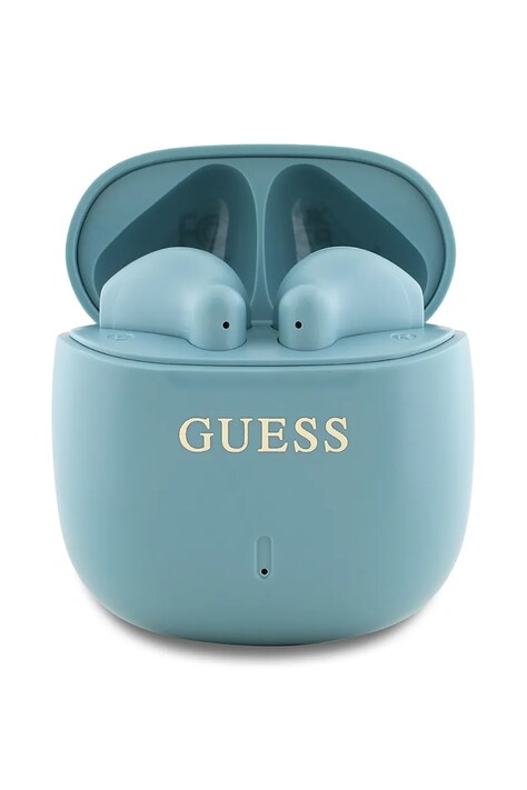 Guess căști wireless Printed Classic Logo culoarea turcoaz