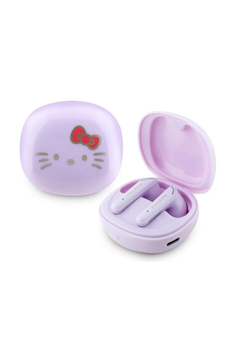 Hello Kitty słuchawki dokanałowe bezprzewodowe Hello Kitty O Glossy Finish kolor fioletowy