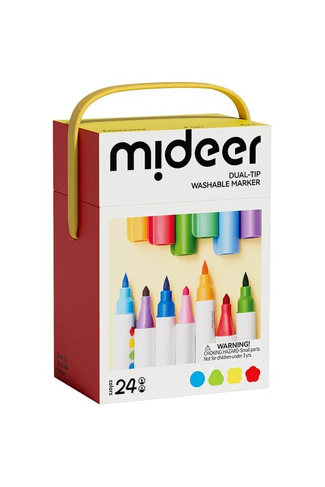 Смываемые маркеры с двойным кончиком Mideer 24 шт.