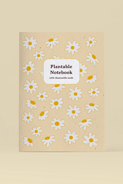 RESETEA notatnik z nasionami rumianku do uprawy 14,8 x 21 cm kolor żółty