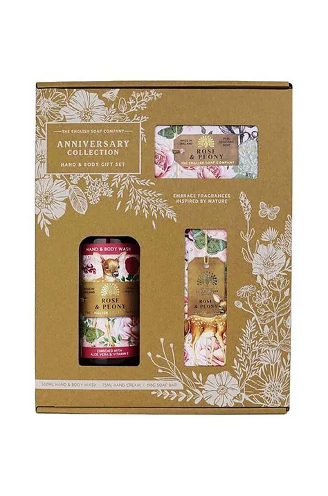 Σετ καλλυντικών για καθημερινή φροντίδα The English Soap Company Gift Box Rose&Peony 3-pack