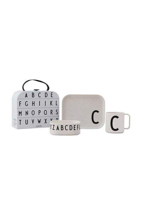 Детски комплект за закуска Design Letters Classics in a suitcase (4 броя)