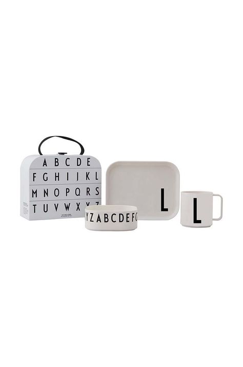 Detská raňajková súprava Design Letters Classics in a suitcase L 4-pak