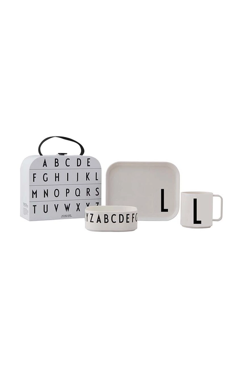 Dječji set za doručak Design Letters Classics in a suitcase L 4-pack