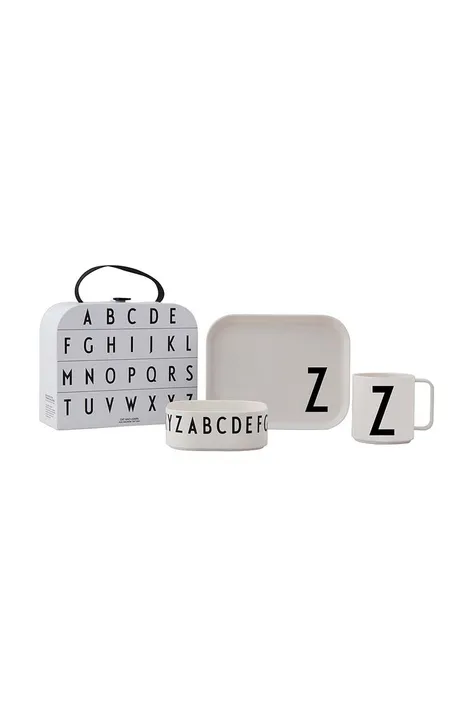 Dječji set za doručak Design Letters Classics in a suitcase Z 4-pack