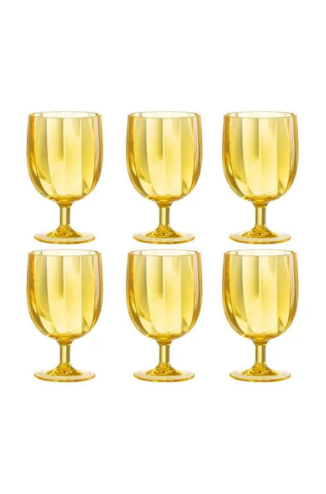 Sada pohárov na víno J-Line Plastic Yellow 6-pak