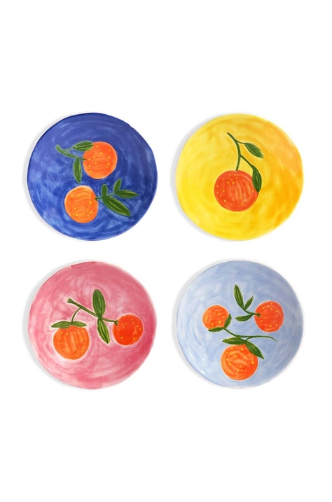 &k amsterdam un set de farfurii Orange Full Colour 4-pack