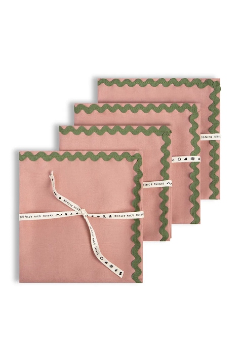 Sada ubrousků Really Nice Things Wavy 4-pack růžová barva