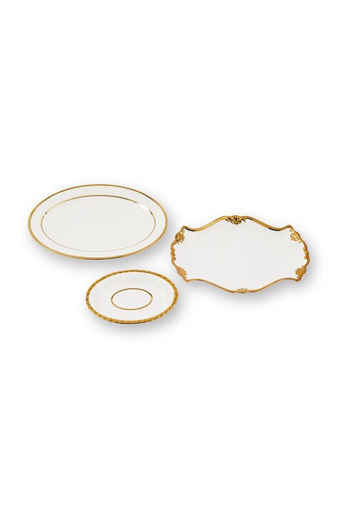 Σετ πιάτων Pols Potten Golden Finds 3-pack χρώμα: άσπρο