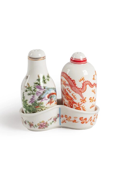 Seletti solniczka i pieprzniczka z podstawką Thea kolor multicolor