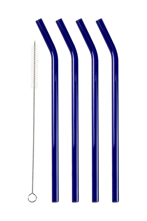 Set staklenih slamki s četkom Lyngby Glas 4-pack