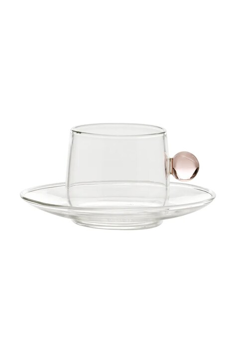 Zafferano ceasca si farfurioara Bilia 120 ml culoarea roz