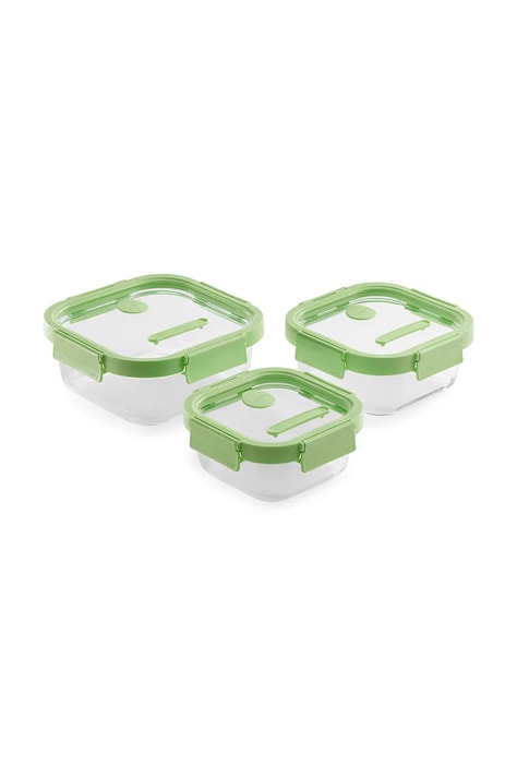 Lekue set contenitori portaoggetti con coperchio 1100 / 800 / 520 ml pacco da 3 colore verde