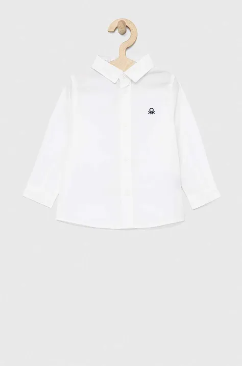 Otroška bombažna srajca United Colors of Benetton bela barva
