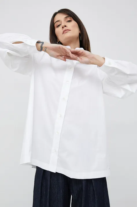 Рубашка Seidensticker женская цвет белый regular классический воротник