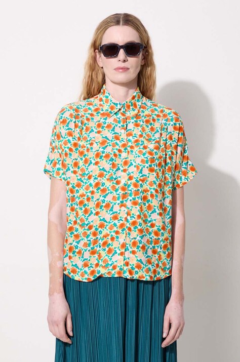 A.P.C. cămașă Chemise Zoe femei, culoarea portocaliu, cu guler clasic, relaxed VIAIN.F12504-ORANGE