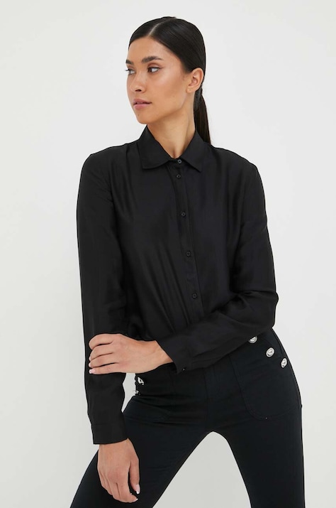 Рубашка Armani Exchange женская цвет чёрный regular классический воротник