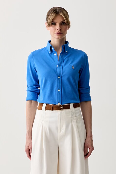 Polo Ralph Lauren koszula oxford damska bawełniana niebieska gładka 211924258