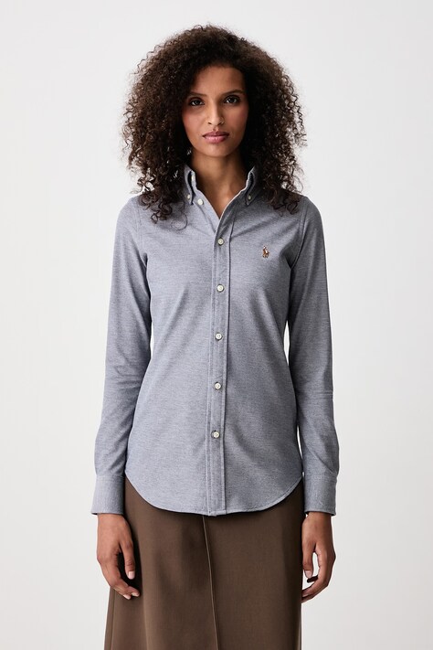 Polo Ralph Lauren Oxford srajca ženska bombažna mornarsko modra enobarvna 211924258