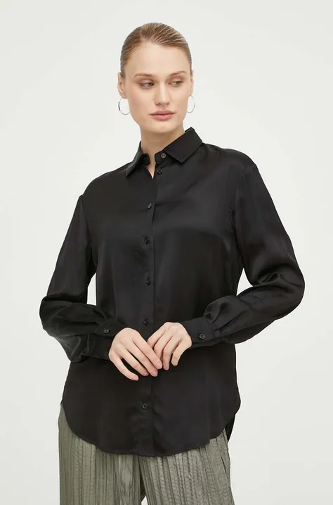 Сорочка Samsoe Samsoe жіноча колір чорний regular класичний комір