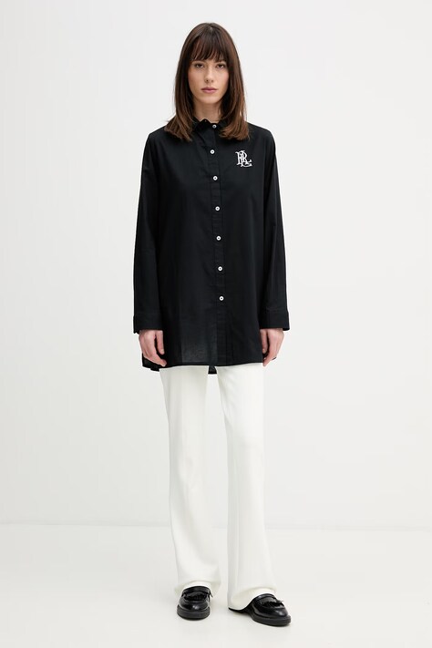 Бавовняна сорочка Lauren Ralph Lauren — AA00-KDD07C, чорний — фото 2
