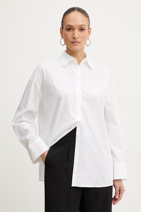 Armani Exchange koszula bawełniana damska kolor biały relaxed z kołnierzykiem klasycznym XW001424 AF16631