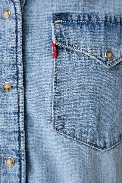 Levi's πουκάμισο γυναικείο ντένιμ HERITAGE WESTERN DENIM μπλε απλό 007WT