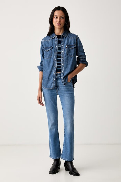 Levi's πουκάμισο γυναικείο ντένιμ HERITAGE WESTERN DENIM μπλε απλό 007WT