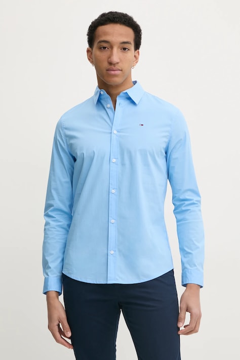 Πουκάμισο Tommy Jeans χρώμα: μπλε, DM0DM04405