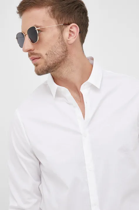 Košeľa Armani Exchange pánska, biela farba, slim, s klasickým golierom