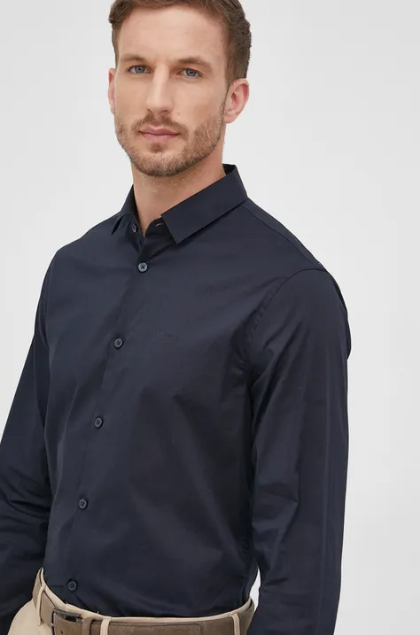 Риза Armani Exchange мъжка в тъмносиньо с кройка по тялото класическа яка 8NZC31 ZN28Z NOS