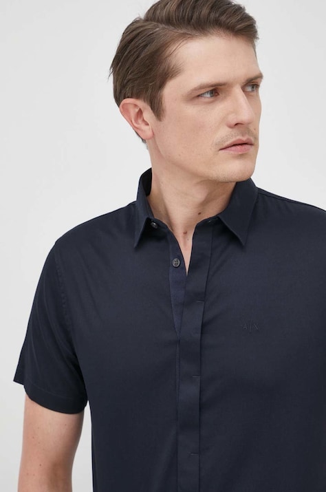 Сорочка Armani Exchange чоловіча колір синій slim класичний комір